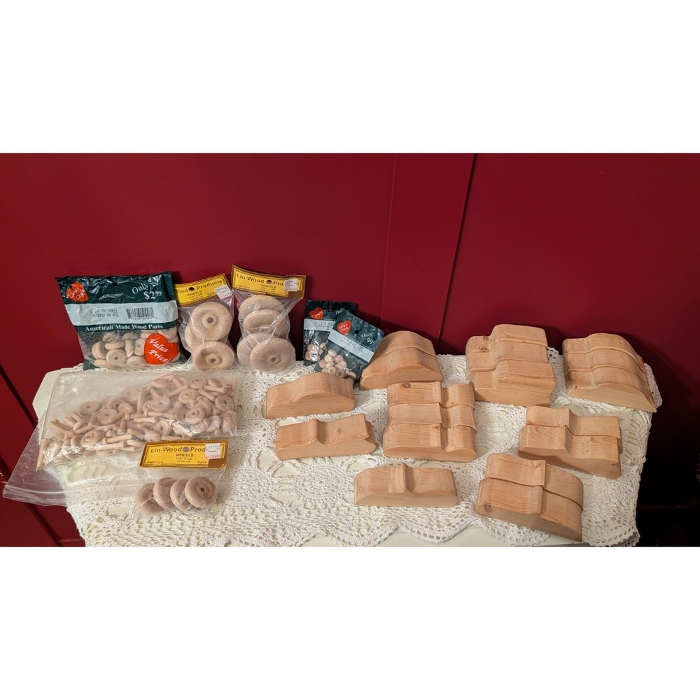 Vintage DIY Wooden Toy Car Making Kit Lot Craft Parts Wheels Axles Bodies
